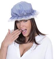 Slaapmuts kort blauw/wit gestreept - thumbnail