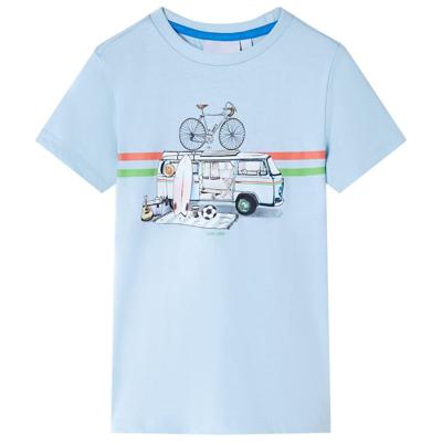 Kindershirt busjesprint 128 lichtblauw