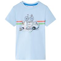 Kindershirt busjesprint 128 lichtblauw - thumbnail
