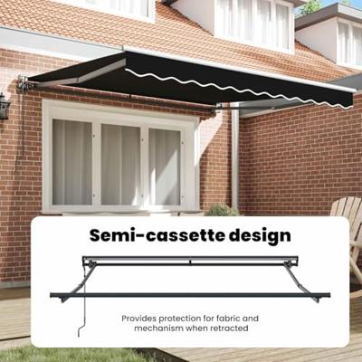 VidaXL Inklapbaar zonnescherm zwart 350 x 250 cm polyester en metaal VidaXL Inklapbaar zonnescherm zwart 350 x 250 cm polyester en metaal