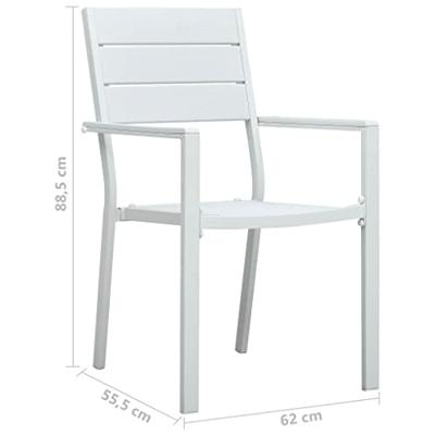 Tuinstoelen 4 st hout-look HDPE wit