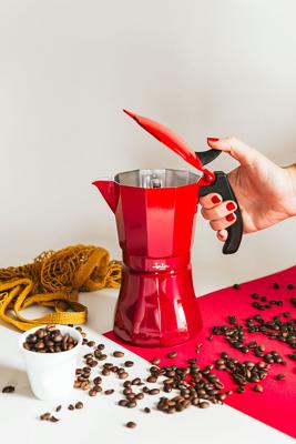 Italiaanse Koffiepot JATA CAFETERADEINDUCCIÓNROJAVULCANO Rood Aluminium 9 Kopjes (1 Stuks) - thumbnail