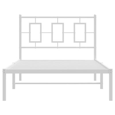 Bedframe met hoofdbord metaal wit 100x190 cm