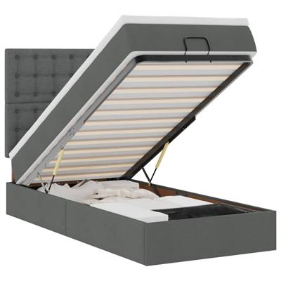 Ottoman bed met matras en LED's 120x190 cm stof donkergrijs