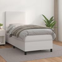 Boxspring met matras kunstleer wit 100x200 cm - thumbnail
