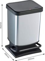 Rotho paso pedaalemmer 20l zilver metallic - thumbnail