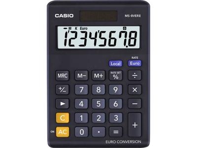 Casio MS-8VERII Zakrekenmachine werkt op zonne-energie, werkt op batterijen Zwart Aantal displayposities: 8