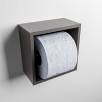 MONDIAZ Easy Toiletrolhouder CUBE 160 solid surface 16x8,6cm kleur Dark grey. Geschikt voor op en inbouw. - thumbnail