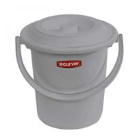 Curver toiletemmer+ deksel grijs 10ltr - thumbnail