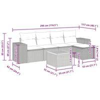 6-delige Loungeset met kussens poly rattan grijs - thumbnail
