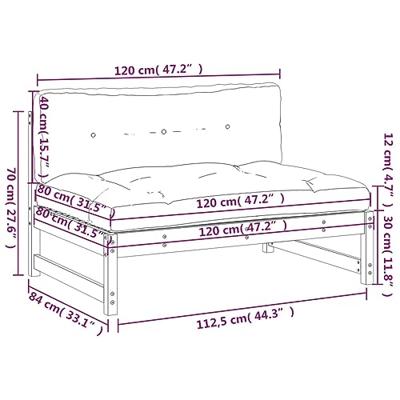 Middenbank 120x80 cm massief grenenhout grijs
