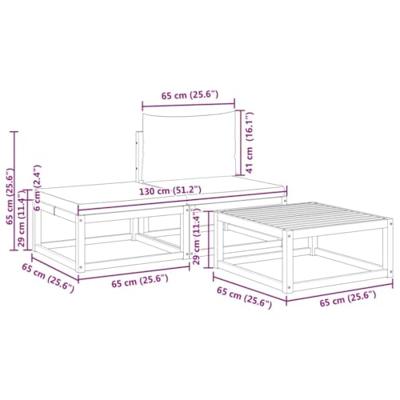 3-delige Loungeset met kussens massief acaciahout - thumbnail