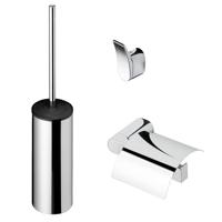 Geesa Wynk Toiletaccessoireset - Toiletborstel met houder - Toiletrolhouder met klep - Handdoekhaak - Chroom 914500-02-115 - thumbnail