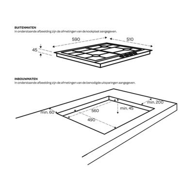 Inventum IKG6024WGZWA gaskookplaat