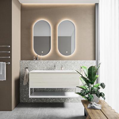 Badkamermeubelset BWS Anubis Frame 120cm 1 Lade Monaco Wit Eiken Met Wastafel (Naar Keuze)