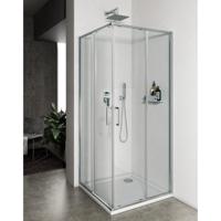 Lacus Douchecabine Vulcano Evo Vierkant Helder Glas Aluminium Profiel Chroom - 2x Douchedeur Vulcano Evo 70x70x200 cm Helder Glas Anti-kalk Coating - thumbnail