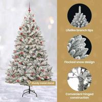 Kunstkerstboom met 300 LED Groen en Wit 210 cm PVC en Metaal - thumbnail