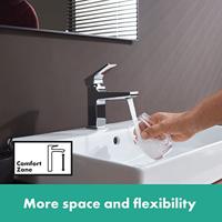 Fonteinkraan Metropol HansGrohe Eengreeps 100 met Rechte Greep en Push-Open Afvoer Chroom - thumbnail