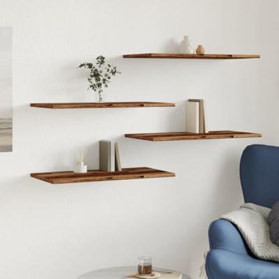 Wandschappen 4 st 60x30x1,5 cm bewerkt hout oud houtkleurig