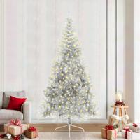 VidaXL Kunstmatig voorverlicht kerstboom met 300 led zilver 240 cm pet - thumbnail