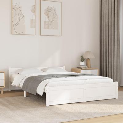 Bedframe massief hout wit 140x200 cm
