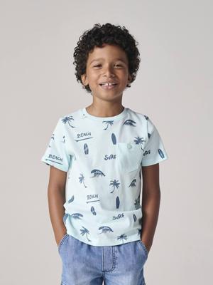 Jongensshirt met korte mouwen en grafisch ontwerp mintgroen