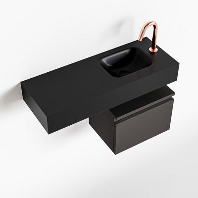 MONDIAZ ANDOR 40cm toiletmeubel dark grey. LEX 80cm wastafel urban rechts 1 kraangat