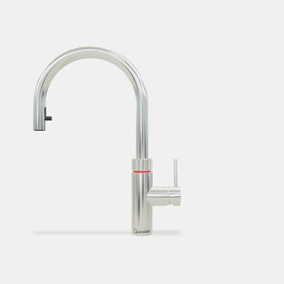 Quooker Flex Round Keukenkraan - Kokend - Warm & Koud Water - Uittrekbare Slang - Kindveilige Dubbeldruk - Chroom