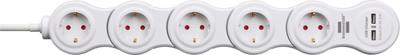 Stopcontactenstrip 5 Tomas met Interruptor Brennenstuhl Vario-Power Wit 3600 W USB x 2 (1,4 m) - thumbnail