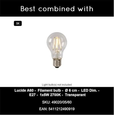 Lucide ALICENT - Hanglamp - Ø 35 cm - 3xE27 - Mat Goud / Messing
