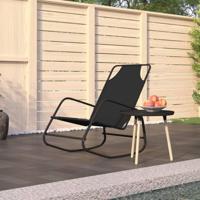 Ligbed schommelend staal en textileen zwart - thumbnail