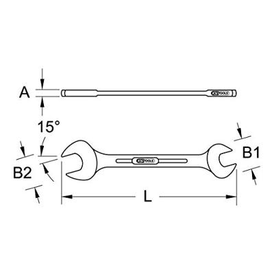 KS Tools 5170709 517.0709 Dubbele steeksleutel Sleutelbreedte (metrisch) 14 - 15 mm