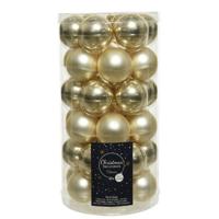 36x Champagne beige kleine glazen kerstballen 4 cm mat en glans - Kerstbal - thumbnail