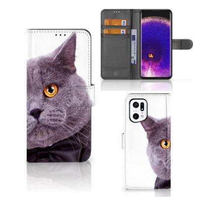 OPPO Find X5 Pro | Telefoonhoesje | Met pasjeshouder | Kat