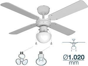 Enzo EDM Plafondventilator 102cm 3 standen 50W wit + lamp - 8652700 Enzo EDM Plafondventilator 102cm 3 standen 50W wit + lamp - 8652700