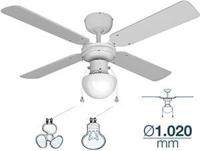 Enzo EDM Plafondventilator 102cm 3 standen 50W wit + lamp - 8652700 - thumbnail