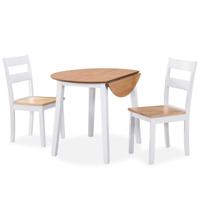 VidaXL Eetkamerset mdf en rubberwood wit 3-delig - thumbnail
