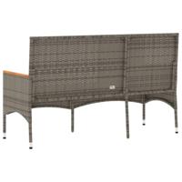 Tuinbank 3-zits met kussens poly rattan grijs - thumbnail