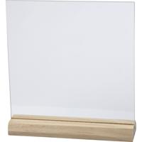 Creativ Company Glazen plaat met houten voet, afm 15,5x15,5 cm, dikte 28 mm, 10 set/ 1 doos - thumbnail