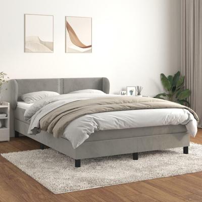 Boxspring met matras fluweel lichtgrijs 140x190 cm