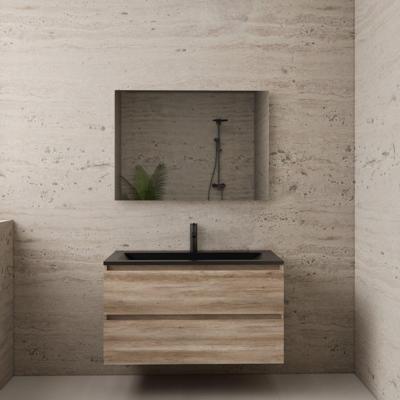 Badmeubel Boss & Wessing Paris 100 cm Mat Zwart Wastafel Compleet Canyon oak Boss & Wessing