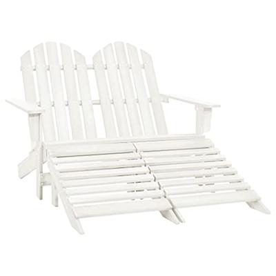 VidaXL Tuinstoel 2-zits adirondack met voetenbank vurenhout wit