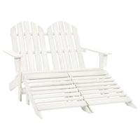 VidaXL Tuinstoel 2-zits adirondack met voetenbank vurenhout wit - thumbnail