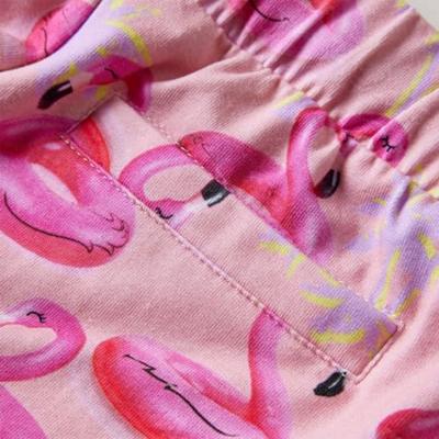 Kindershorts met trekkoord flamingozwembandprint 116 lichtroze