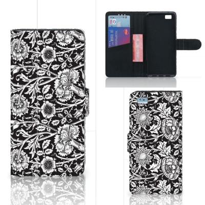 Huawei Ascend P8 Lite Hoesje Black Flowers Huawei Ascend P8 Lite Hoesje Black Flowers