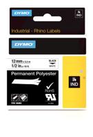 Labeltape Dymo Rhino industrieel polyester 12mm zwart op wit - thumbnail