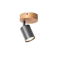 QAZQA Industriële spot zwart met hout kantelbaar - Jeana - thumbnail