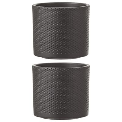 Mica Decorations era pot donkergrijs relief 12,5x13,5cm