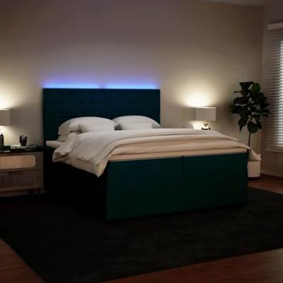 Boxspring met matras fluweel blauw 200x200 cm