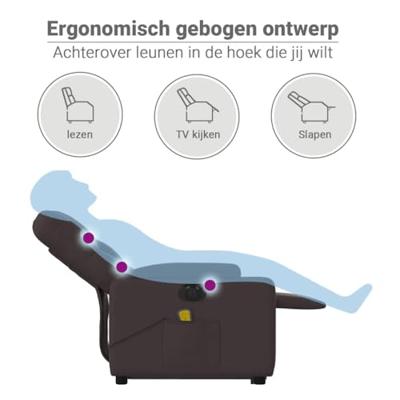 Sta-op-massagestoel elektrisch verstelbaar stof donkerbruin